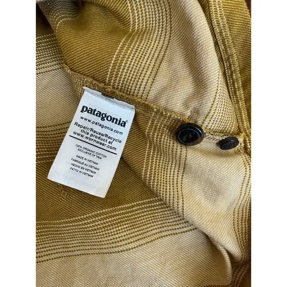 Patagonia Organic Cotton Hooded Henley Pullover Mens Large Mustard